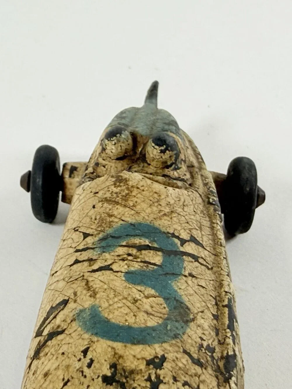 Vintage 1930s Sun Rubber Boat Tail Race Car Vintage Original Tires Display Toy C